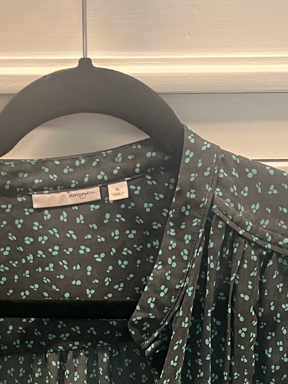 Halogen Black Dress with Teal Dot Print